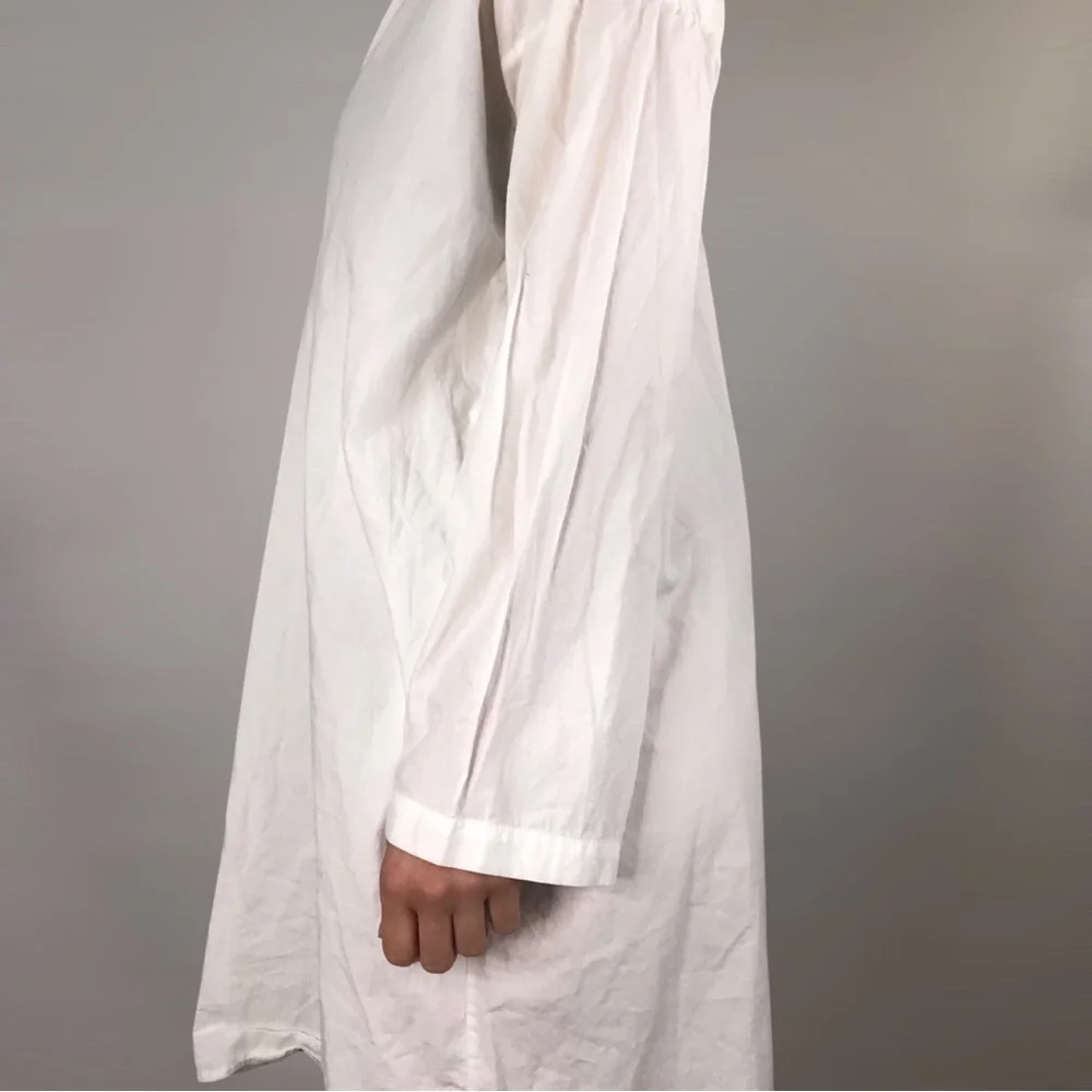 Domi Organic Cotton Tunic Dress White Button Lightweight Sleep Gown - Picture 6 of 10